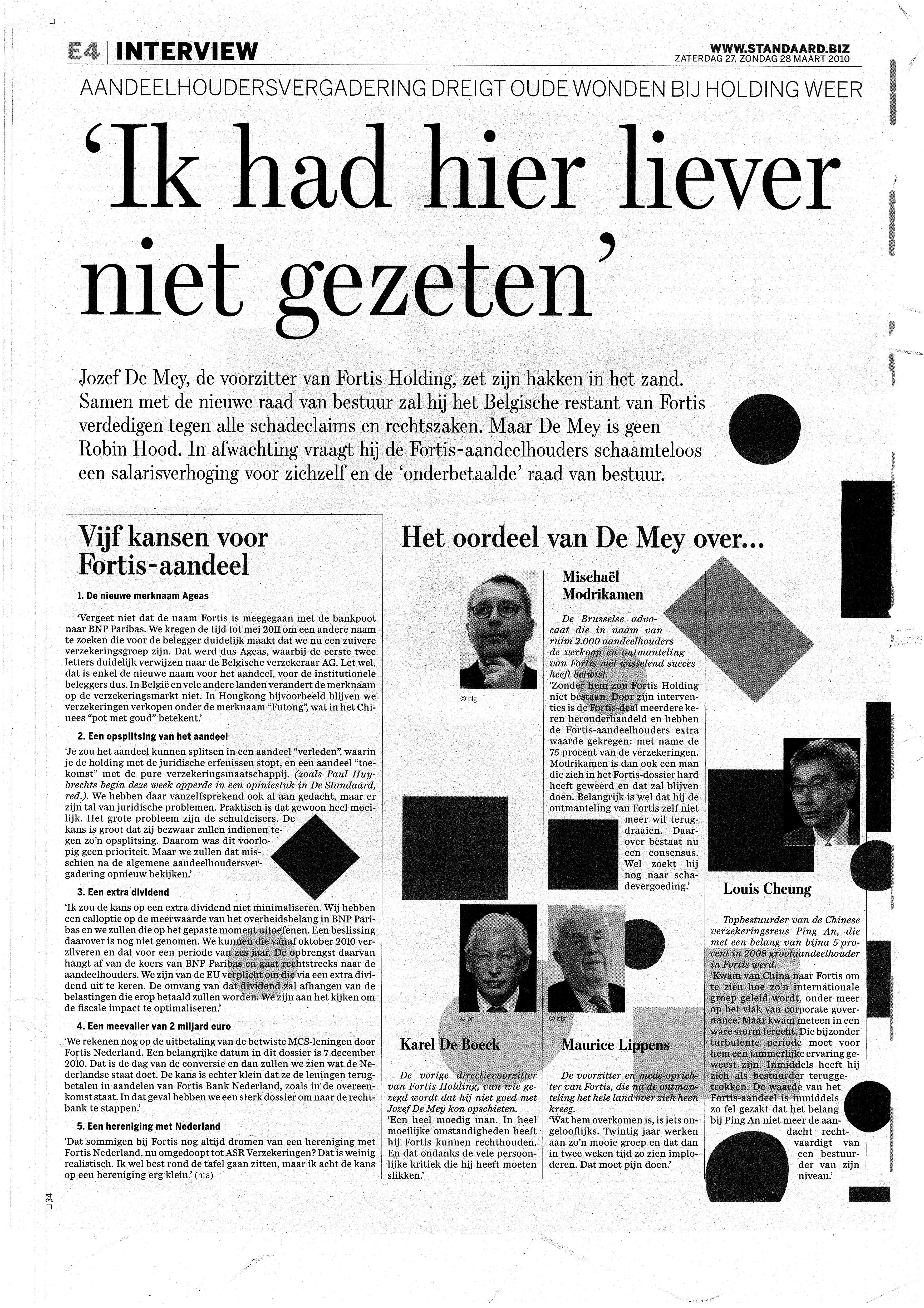 De Standaard – From financial battles to politics